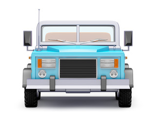 cartoon safari suv blue front