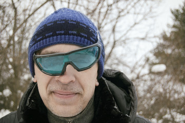 Fototapeta na wymiar Askewed Ski Glasses
