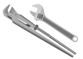 A pair of adjustable spanners