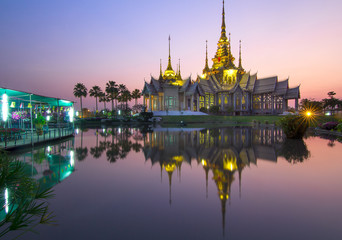Fototapeta na wymiar Landmark wat thai, sunset in temple at Wat None Kum in Nakhon Ratchasima province Thailand