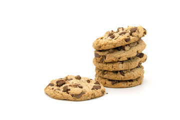 chocolate chip cookie isolated on white background