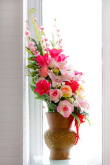 Bouquet  Flower in Vase and Window Lighting