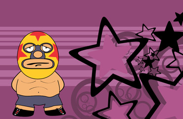 mexican wrestler cartoon expression background in vector format