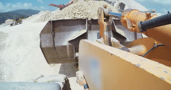 POV shot from a large construction loader working in a construction site