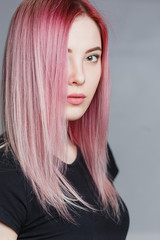 Beautiful girl with pink hair