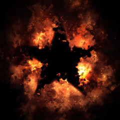 Fire And Smoke Star Isolated On Black Background