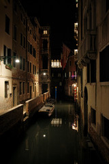 Nightshot of Venice with its canals and alleys in winter, Italy