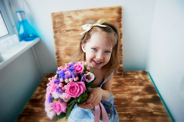 Wedding bouquet in pink and purple tones. Beautiful and delicate.