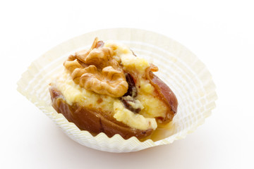 Dates with mascarpone cheese and walnuts