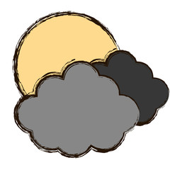 clouds and sun icon over white background. vector illustration