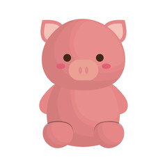 kawaii pig animal icon over white background. vector illustration
