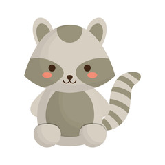 kawaii raccoon animal icon over white background. vector illustration