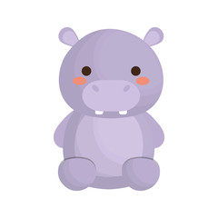 Obraz premium kawaii hippopotamus animal icon over white background. vector illustration