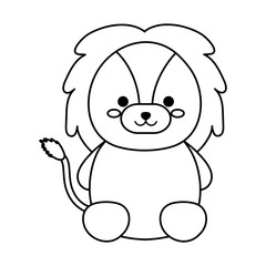 Obraz premium kawaii lion animal icon over white background. vector illustration