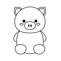 kawaii pig animal icon over white background. vector illustration