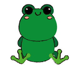 kawaii frog animal icon over white background. colorful design.  vector illustration