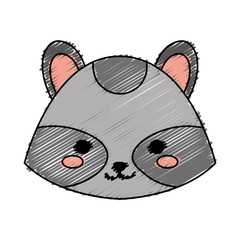 kawaii raccon animal icon over white background. colorful design vector illustration