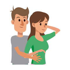 character couple hugging lovingly image vector illustration design