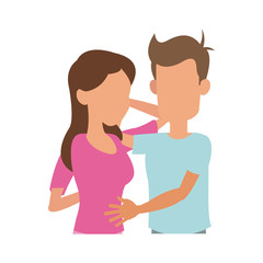 character couple hugging lovingly image vector illustration design