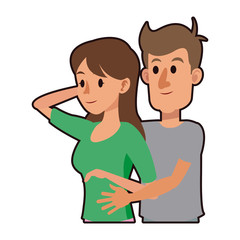 character couple hugging lovingly image vector illustration design