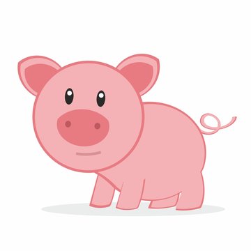 little pink pig - cute cartoon pig