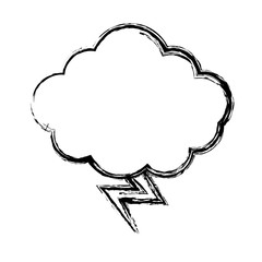cloud and thunder icon over white background. vector illustration