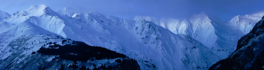 Large Panorama of Alaska Mountains at Dawn