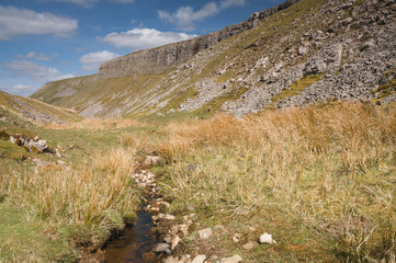 Oxnop Scar, a limestone scar in Swaledale in the Yorkshire Dales National Park, England