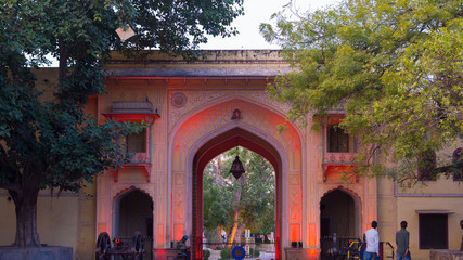 Jaipur, India - February 5, 2017: The City Palace entrance gate at Jaipur, capital city of Rajasthan, India.