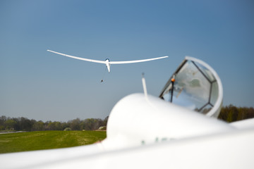 Start eines Segelflugzeuges an der Winde