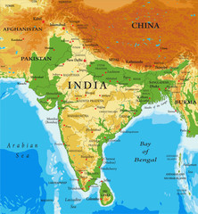 Physical map of India