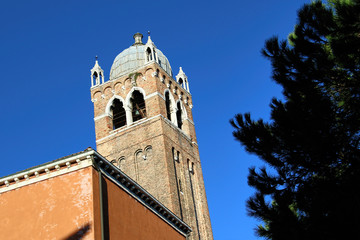 Fototapeta premium Bell tower of a church in Venice, Italy.