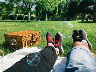 Romantic Couple Relaxing On Picnic Day In Spring © radub85