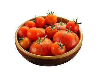 Bowl full of tomato vegetables and isolated on white background