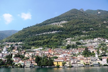 Naklejka na ściany i meble Holidays at Lake Como view to Cernobbio, Lombardy Italy
