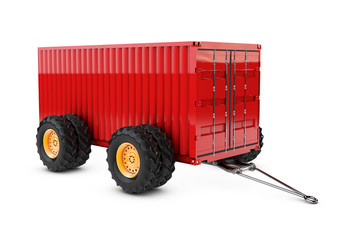 3d illustration of Cargo container on the four wheels. isolated on white background