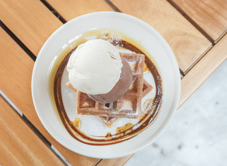 ice cream and waffle