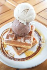 ice cream and waffle