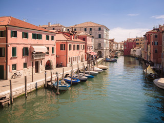 Characteristic canal in Chioggia, lagoon of Venice.