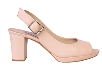 Female beige shoe isolated.