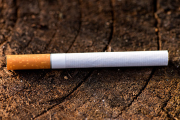 cigarette on wooden background