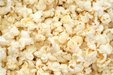 Popcorn in the bowl on white background - Soft focus