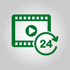 Streaming video symbol. Movie premiere. Live video Calendar.