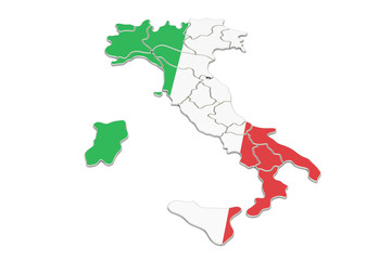 Italy map, 3D rendering