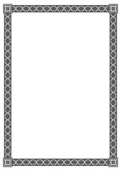 Rectangular black border. Russian, Slavic traditional style. A4 page proportions.