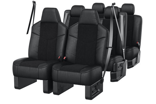 Car seat comfortable black leather. 3D rendering