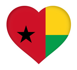 Flag of  Guinea Bissau shaped like a heart