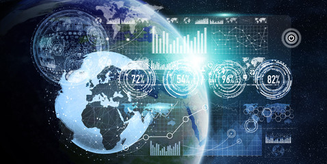 Data exchange and global network over the world 3D rendering