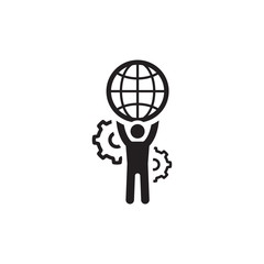 Global Support Icon. Flat Design.