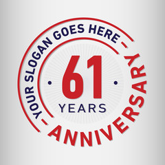 61 years anniversary logo template. Vector and illustration.